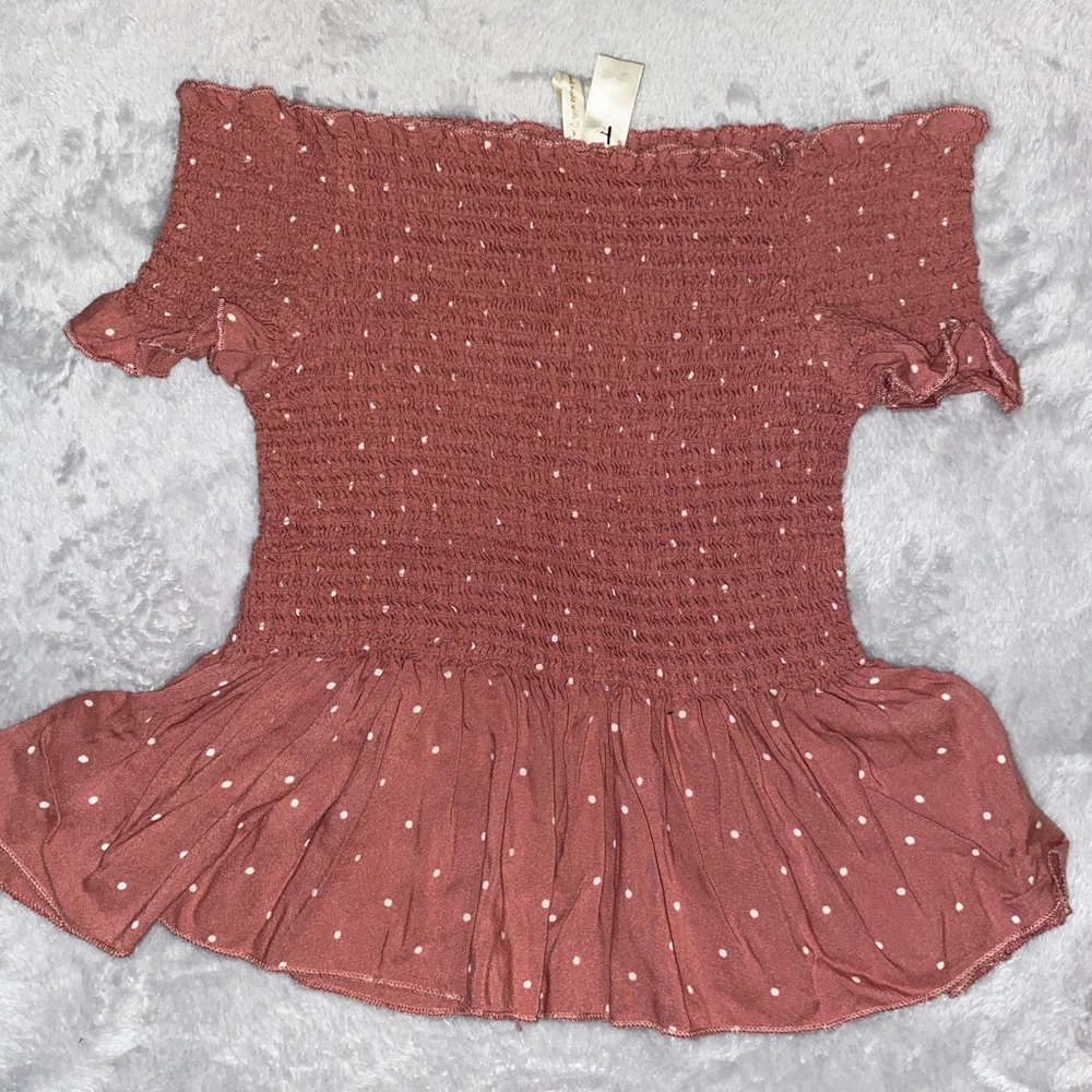 polka dot off the shoulder top